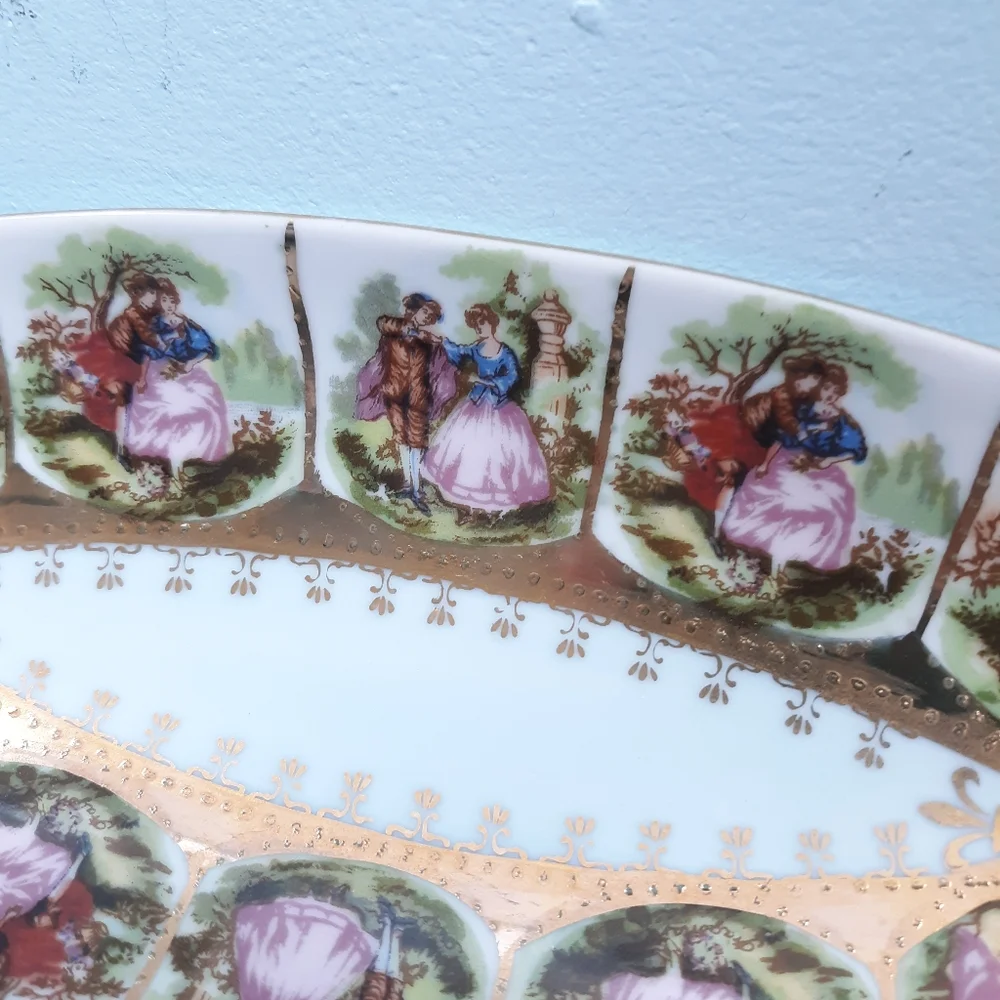 1890s Hand Painted Royal Vienna Oval Portrait Plate Bon Bon Dish Beehive Mark